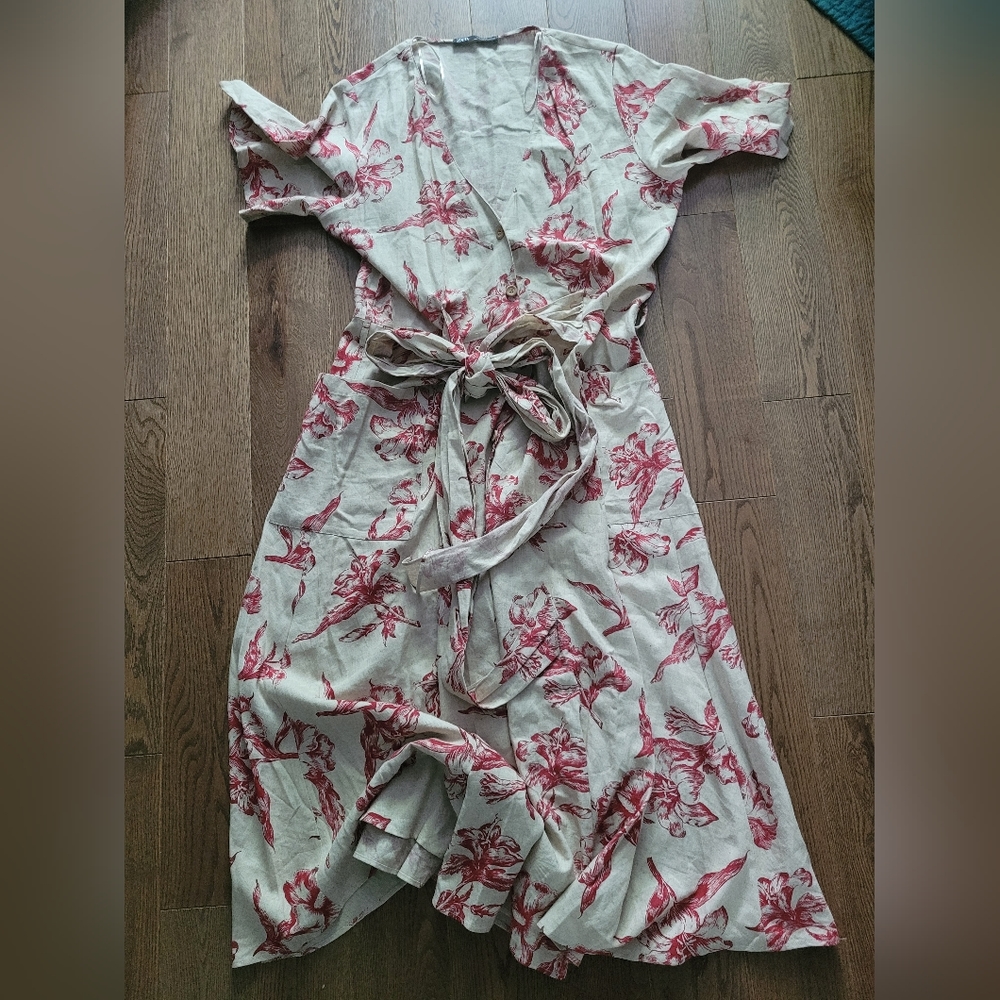 Zara, Linen Blend Button Up Midi